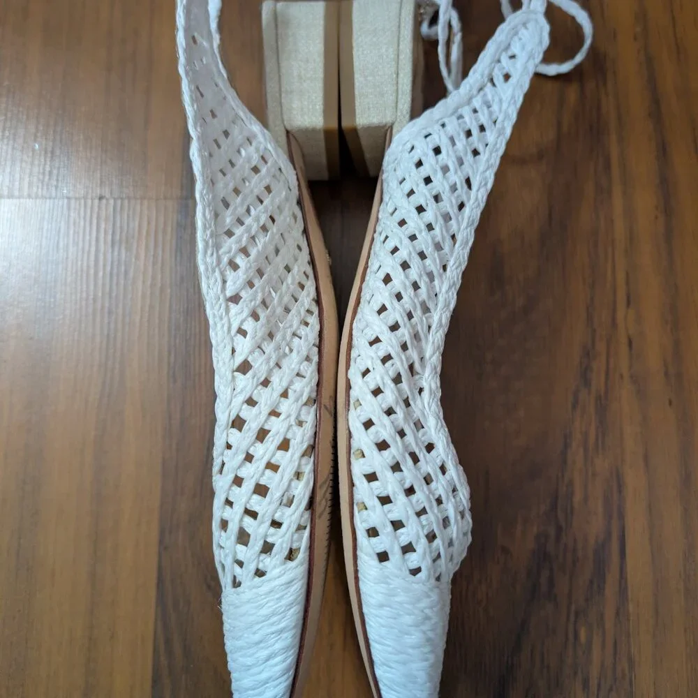 Antonio Melani x Jennifer Sumko White Lace Up Flat Sling Back Size 8.5 - Picture 4 of 9